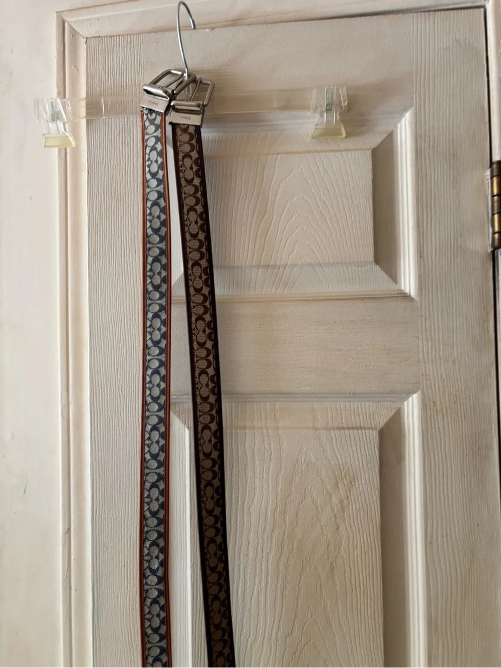 Coach Reversible Signature Canvas Belts in Brown and Navy Set of 2